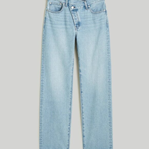 Madewell Low-Slung Straight Jeans 29 Sevilla Wash Light Blue Cross Tab Waist - Picture 2 of 3